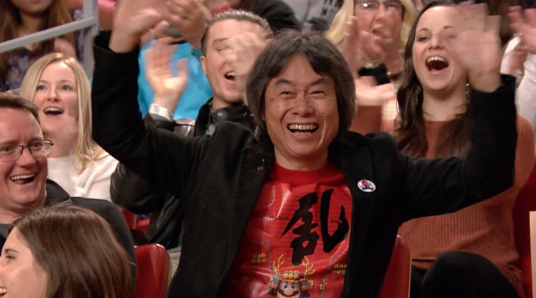 Miyamoto Teasing Something With Samurai Mario T-Shirt